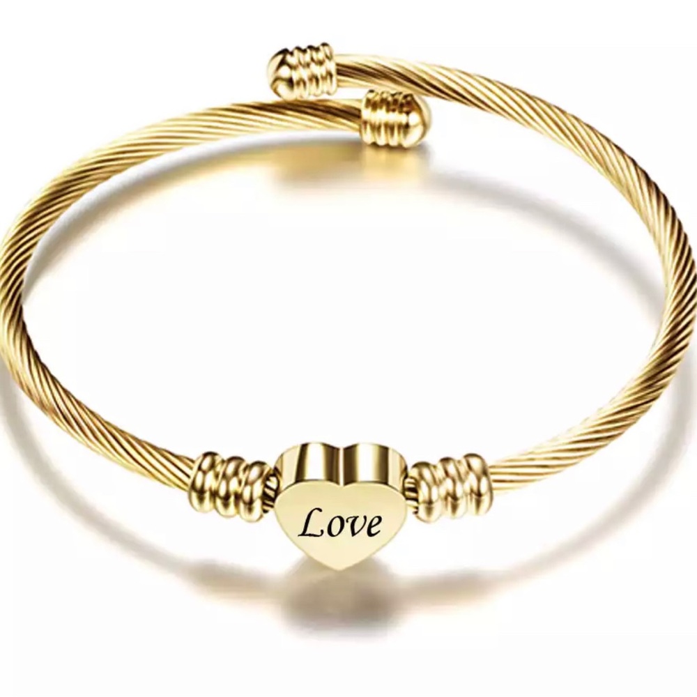 Customize Love Heart Charm Bracelets New Stainless Steel Cuff  Bracelet Bangle